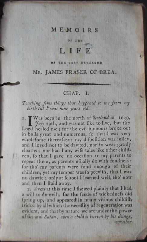 Image for Memoirs of the Life of the Very Reverend Mr James Fraser of Brea