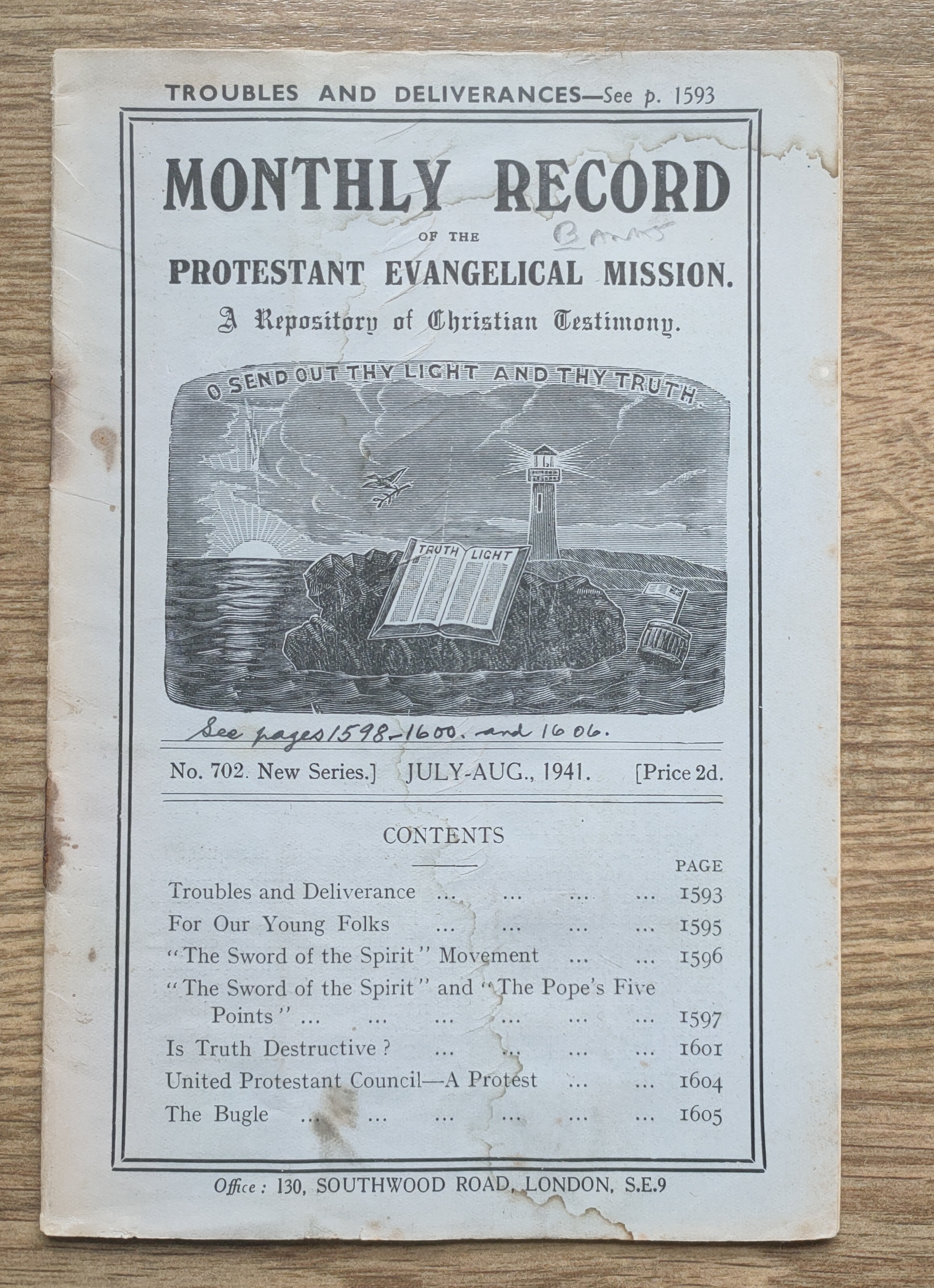 Image for Monthly Record of the Protestant Evangelical Mission: No 702 New Series: July-Aug 1941